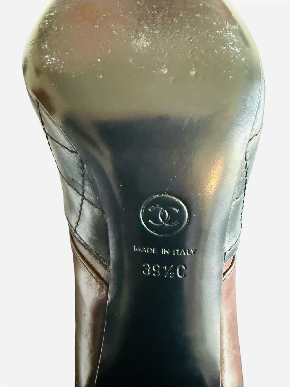Chanel Quilted Two-Tone Leather Ankle Boots Burgundy & Black Sz EU 39.5/US 9.5